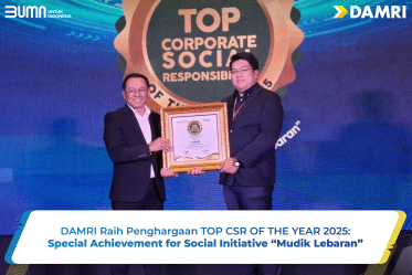 DAMRI Raih Penghargaan TOP CSR OF THE YEAR 2025: Special Achievement for Social Initiative “Mudik Lebaran”